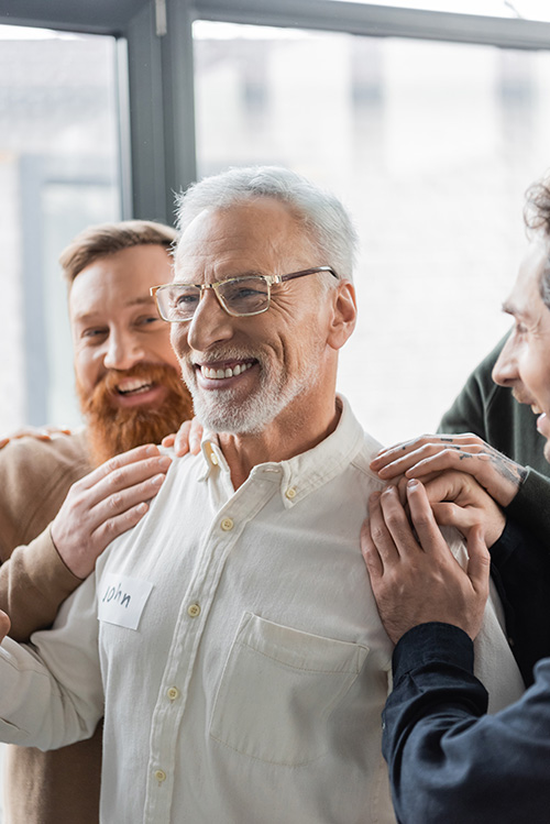 People participate in group therapy to drug rehab.